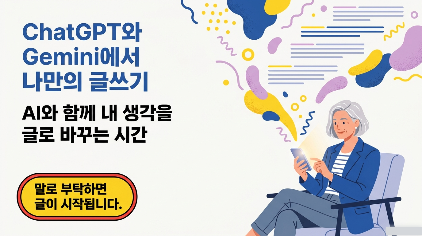 스마트폰으로 자신의 이야기를 글로 쓰는 시니어