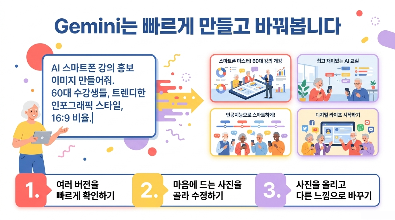 Gemini에서 여러 버전을 비교하고 사진을 수정하는 흐름