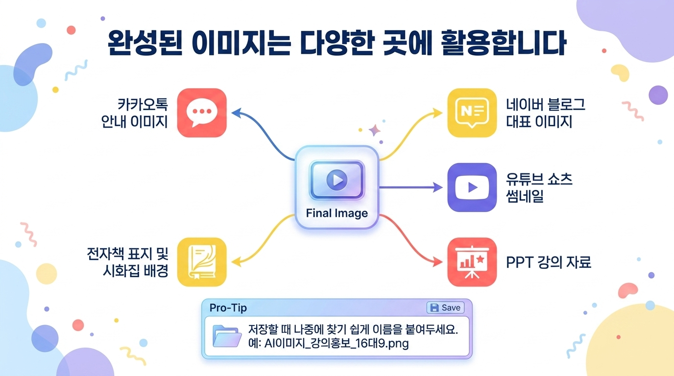 완성 이미지를 블로그 유튜브 PPT 전자책에 활용하는 방법