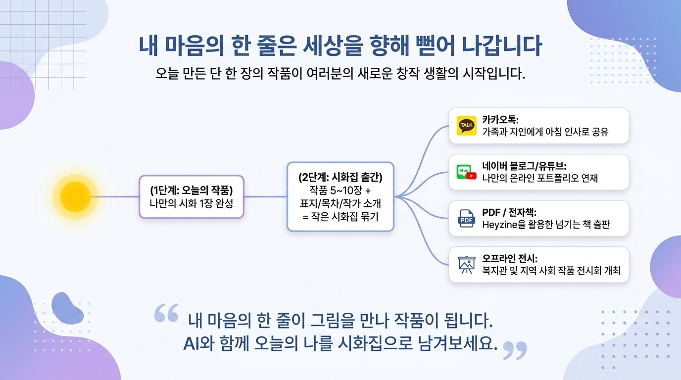 내 마음의 한 줄이 세상을 향해 뻗어 나가는 시화집 완성 안내