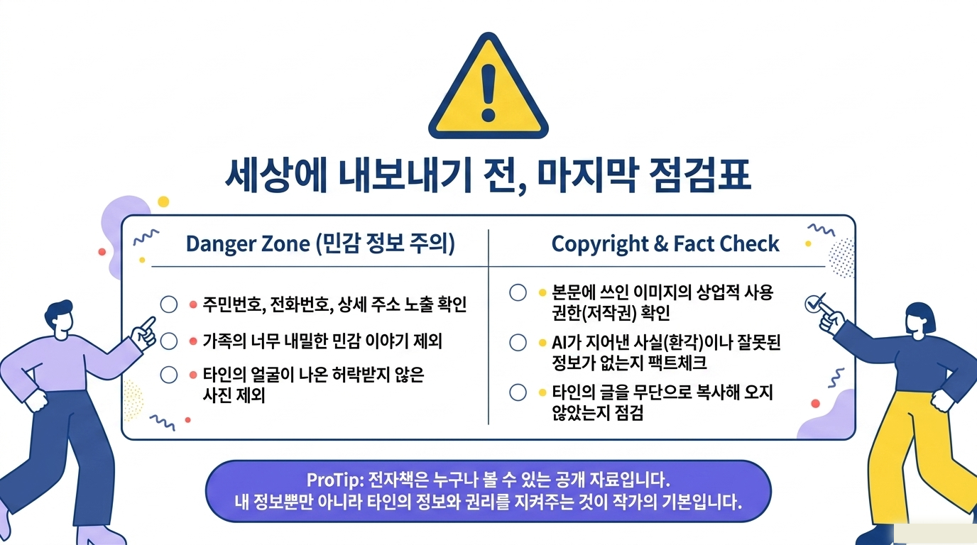 전자책 출판 전 저작권 사실 개인정보 최종 점검