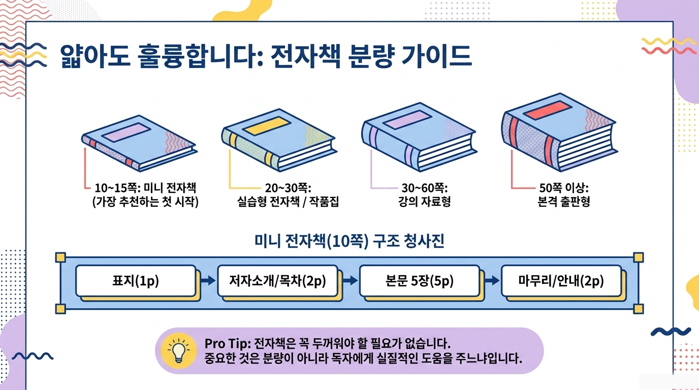 전자책 분량 가이드와 10쪽 미니 전자책 구성